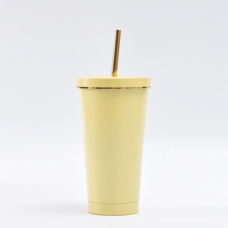 Stainless Steel Vacuum Insulated Coffee Tumbler with Straw – Double-Layer
