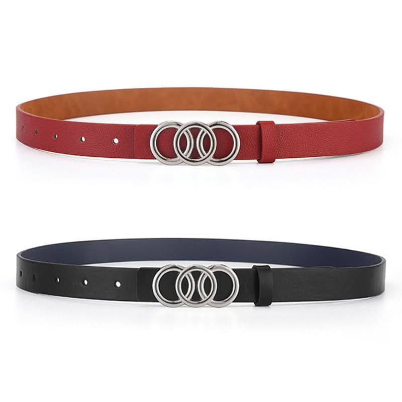 Women's Fashion Triple Round Buckle Belt –  For Jeans, Dresses & Workwear