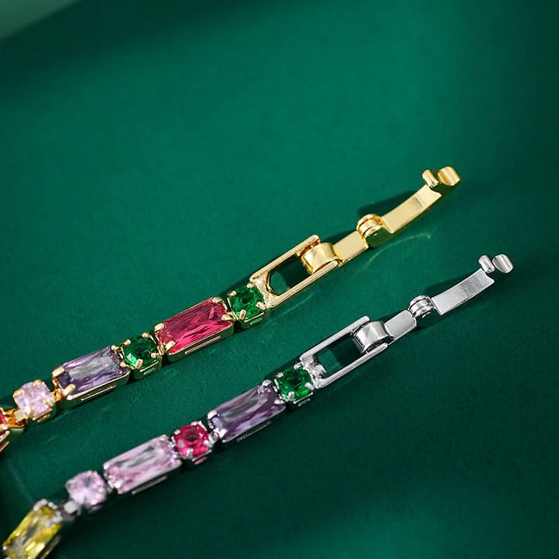Colorful Zircon Chain Bracelet for Women – Micro-Inlaid Claw Design