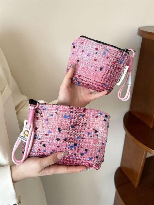 Woolen Chanel-Inspired Cosmetic Bag – Portable Organizer for Women
