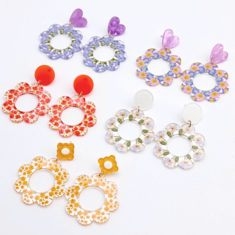 Floral Acrylic Earrings – Lightweight Elegant Design