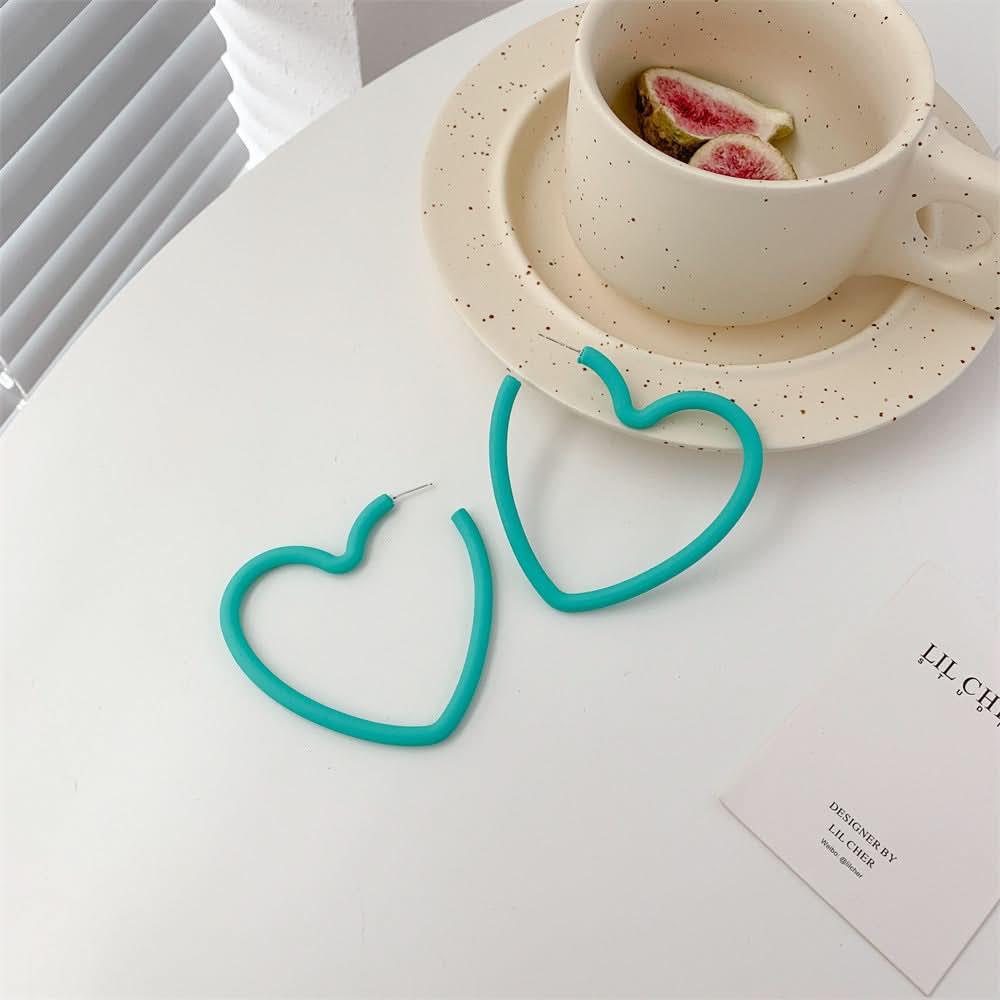 Candy Color Love Earrings - Acrylic Open Hoop for Women