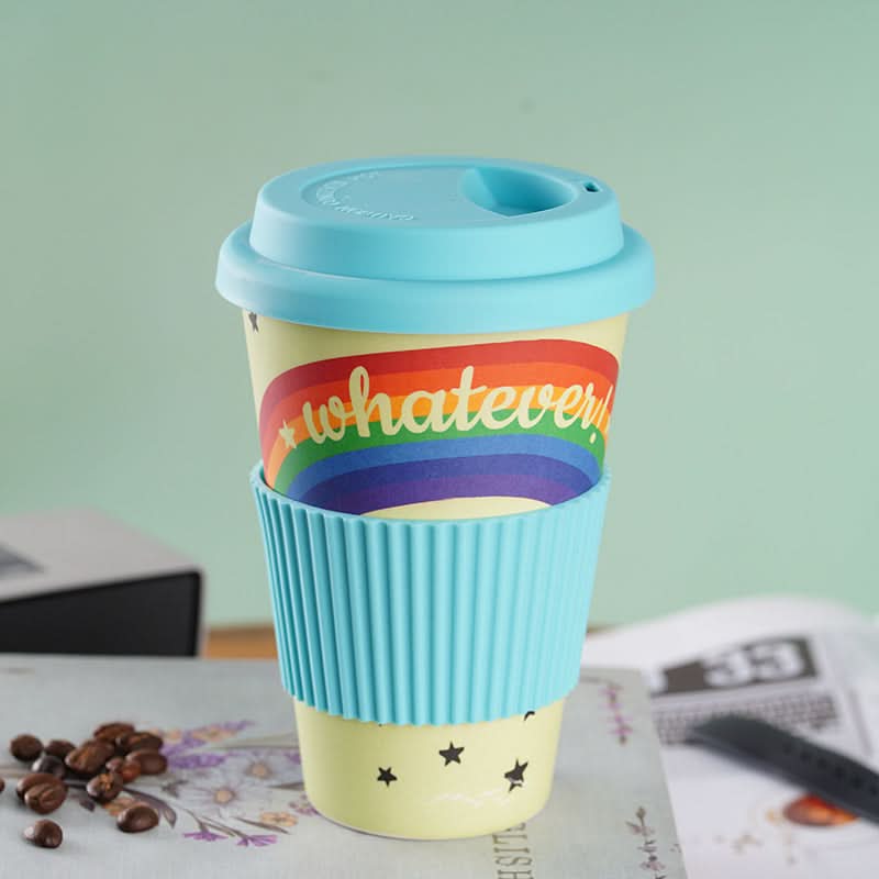 Eco-Friendly Bamboo Fiber Coffee Cup – Biodegradable, Leakproof Travel Mug (470ML)