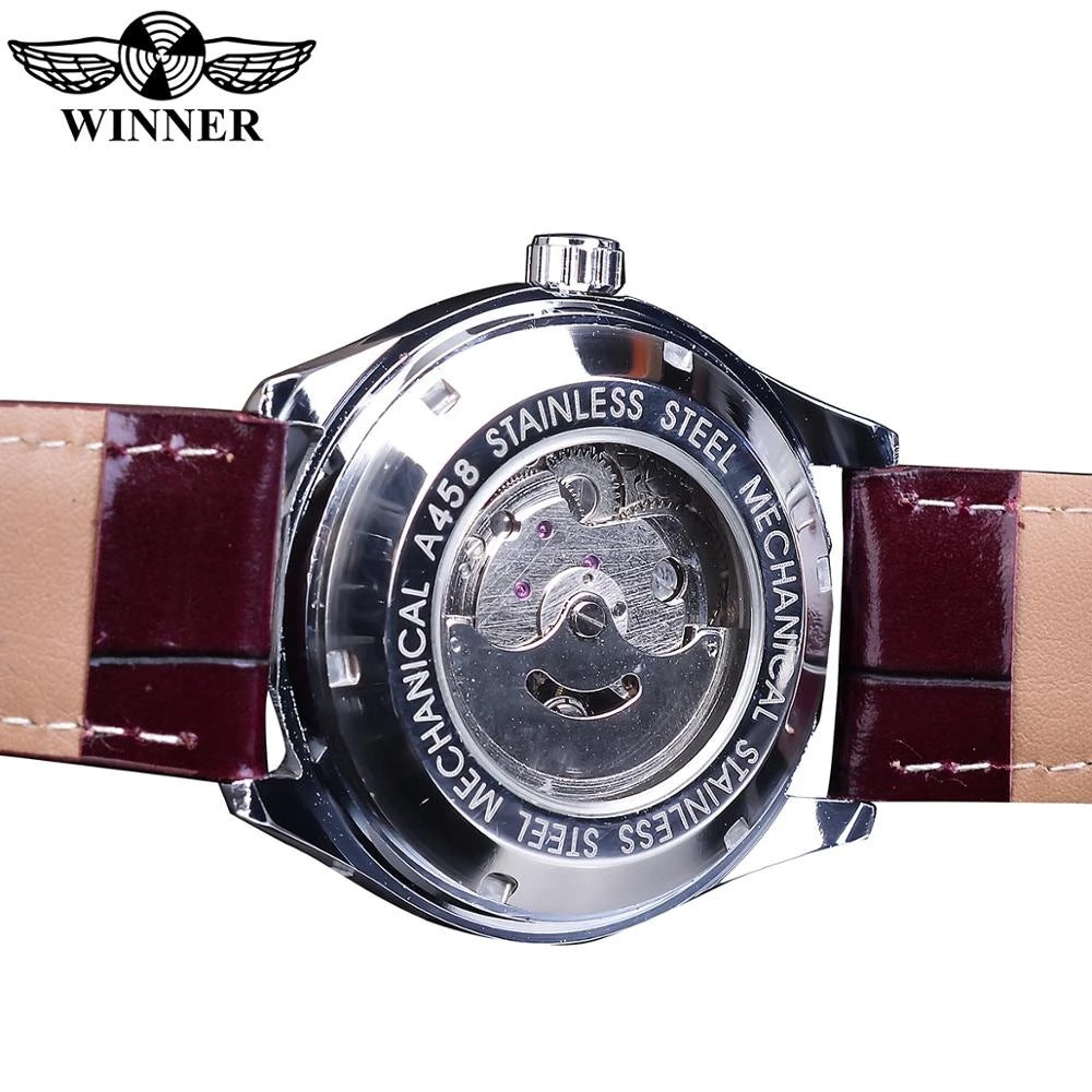 T-Winner Men’s Automatic Mechanical Watch – Business Leather Strap with Calendar