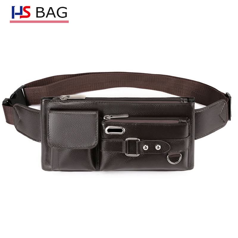 Men's PU Leather Chest and Waist Bag – Multi-Layer