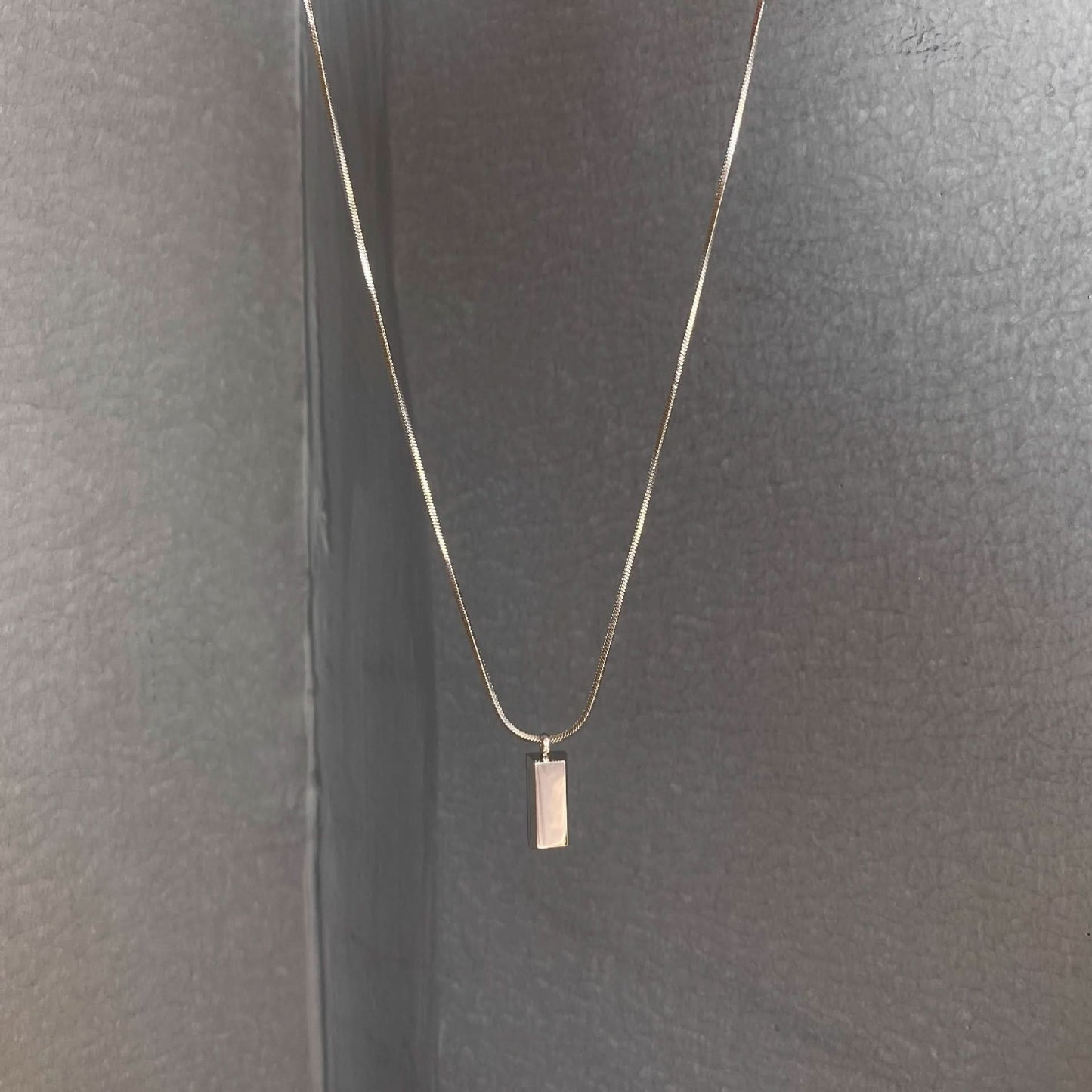 Men’s Minimalist Square Silver Brick Necklace – Retro Clavicle Chain
