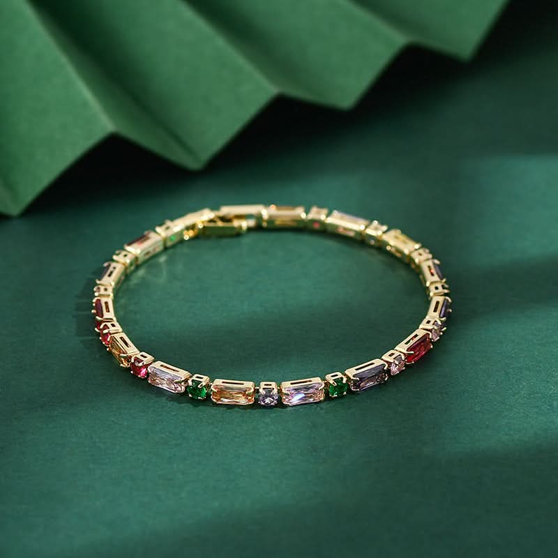 Colorful Zircon Chain Bracelet for Women – Micro-Inlaid Claw Design