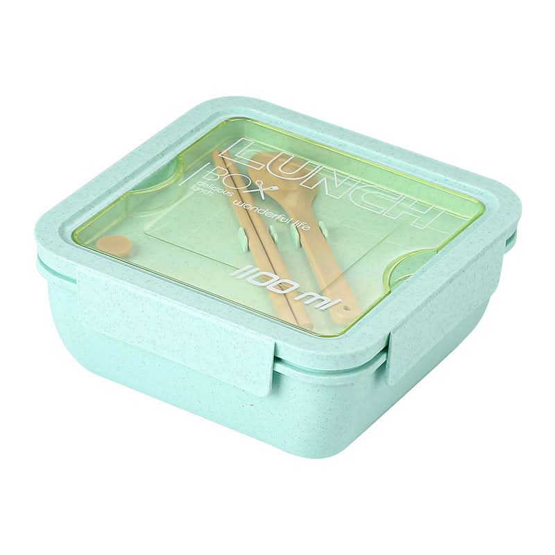 Microwave-Safe Wheat Straw Lunch Box with Tableware – 800-1000ml