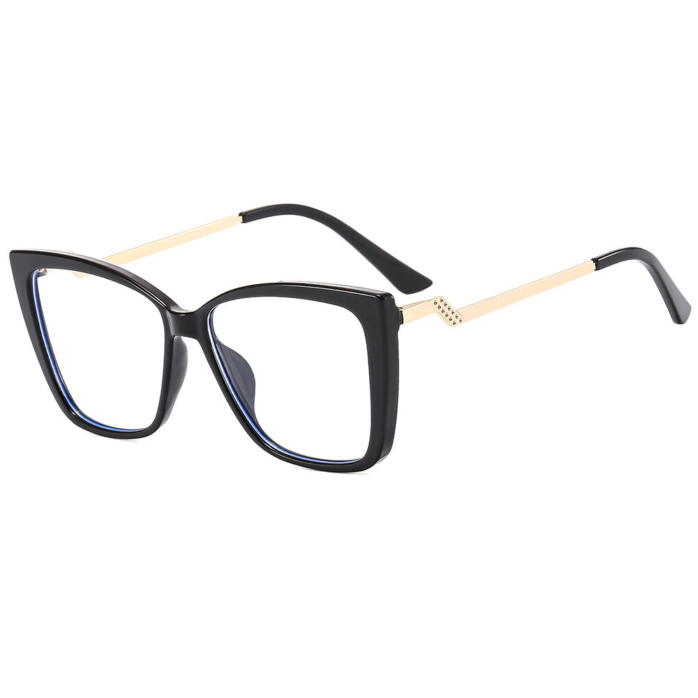 Retro Cat-Eye Anti-Blue Light Glasses – Colorblock Square Frame Eyewear