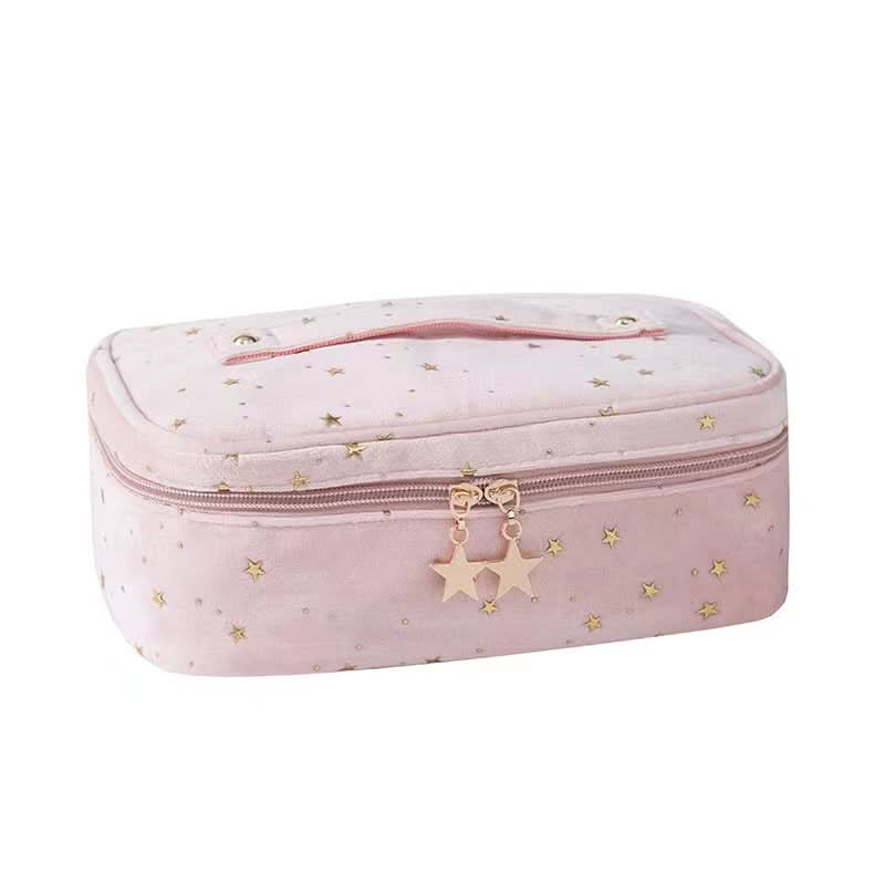 Velvet Makeup & Toiletry Bag - Portable Cosmetics Storage