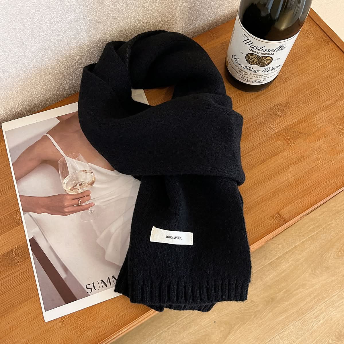 100% Pure Wool Winter Scarf – Solid Color for Adults