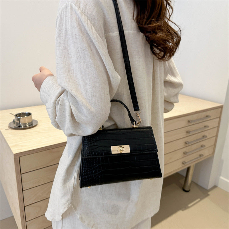 Retro PU Shoulder Handbag for Women – Small Square Lacquer Messenger Bag with Soft Finish
