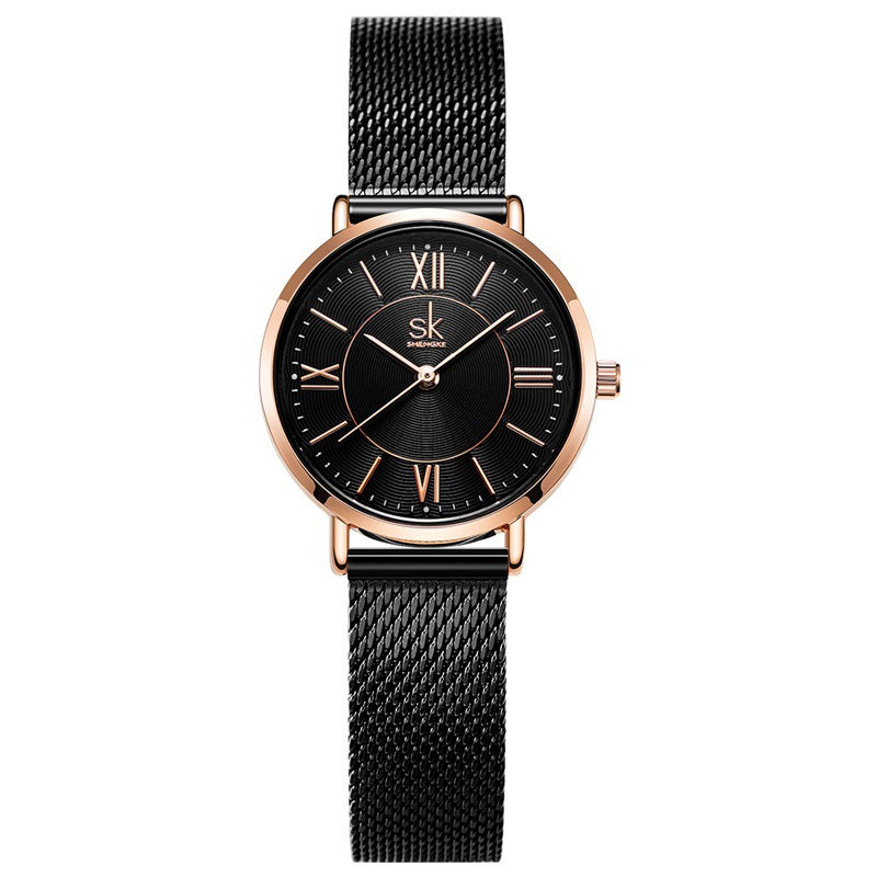 SK Women’s Quartz Watch – Classic Milanese Stainless Steel Strap, 30M Waterproof Wristwatch