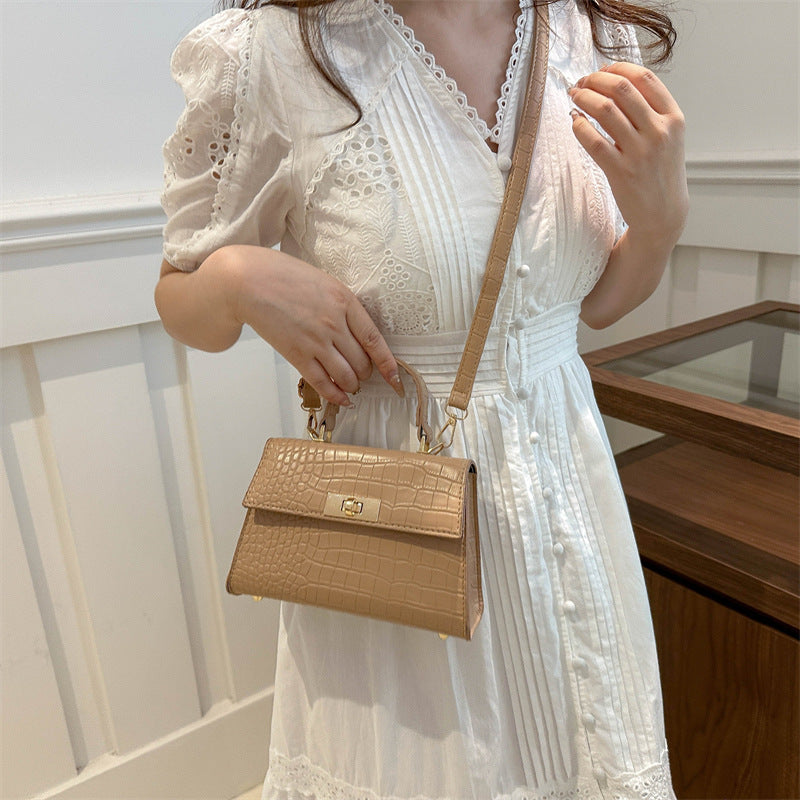 Retro PU Shoulder Handbag for Women – Small Square Lacquer Messenger Bag with Soft Finish