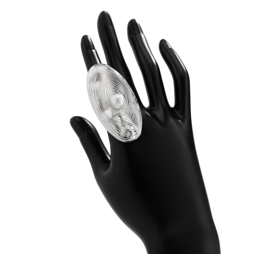 Women's Exaggerated Pearl Open Ring – Geometric Gold & Silver Statement Jewelry