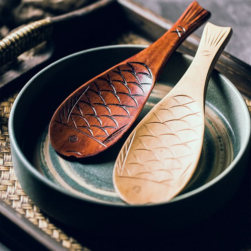 Japanese Fish-Shaped Wooden Rice Spoon