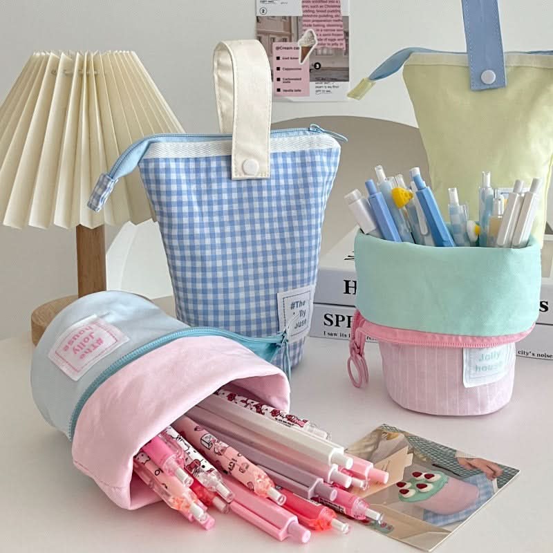 Japanese-Style Large-Capacity Stand-Up Pencil Case
