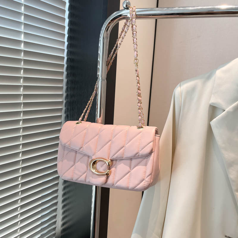 Chic PU Shoulder Handbag for Women – Diamond Chain Underarm Bag