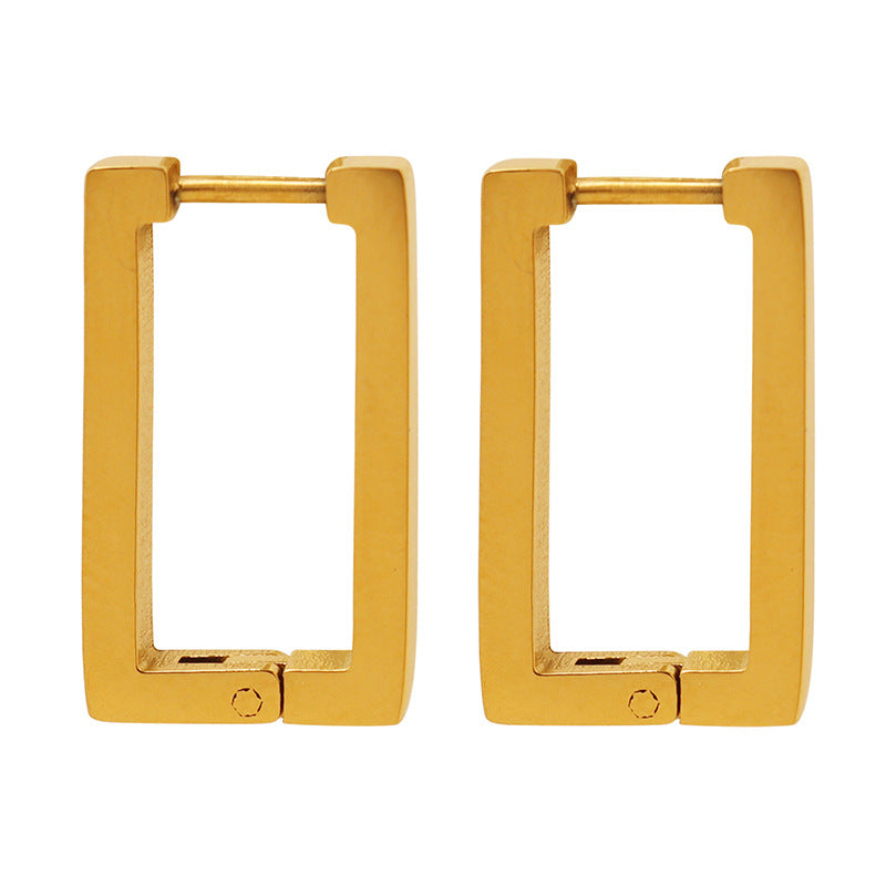 Korean Geometric Rectangle Earrings for Women – Titanium Steel, Minimalist