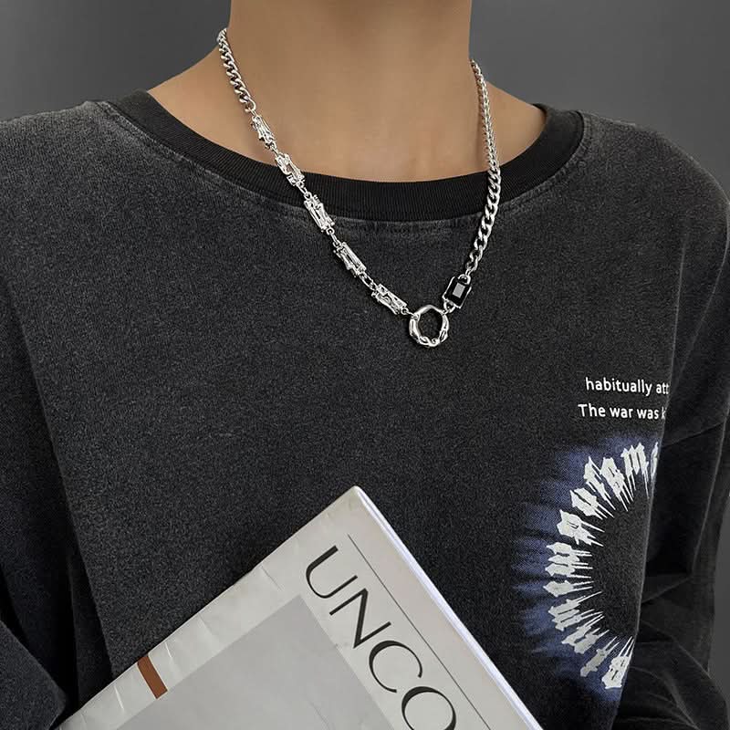Unisex Water Wave Chain Geometric Necklace –Trendy Splicing Design