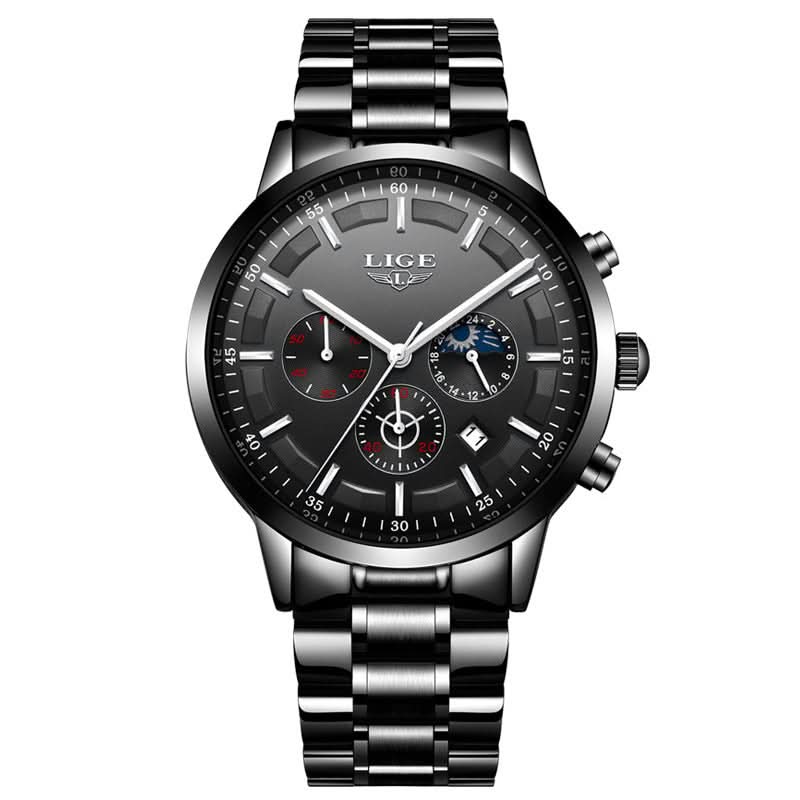 Men’s Stainless Steel Chronograph Watch – Sports Business Timepiece