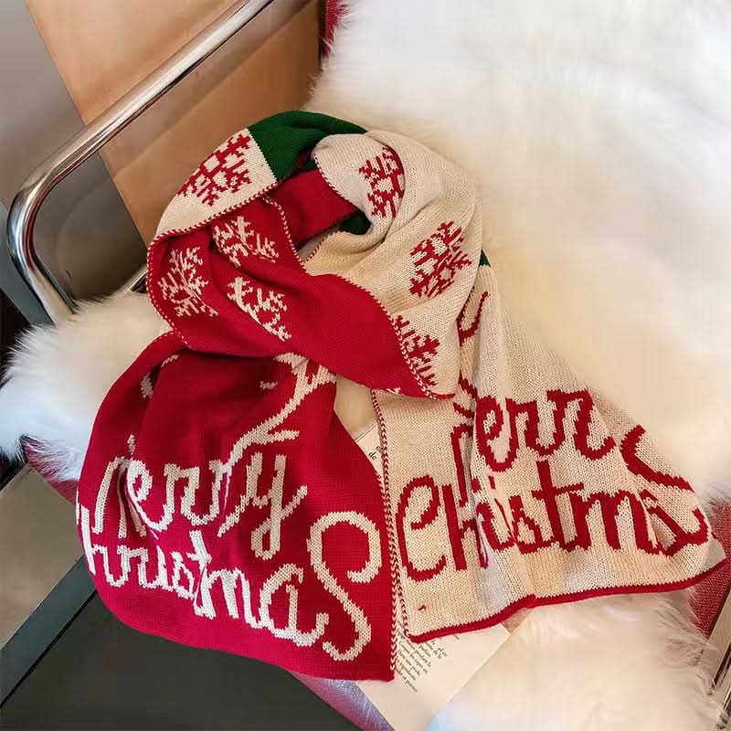 Christmas Elk Knitted Wool Scarf for Women