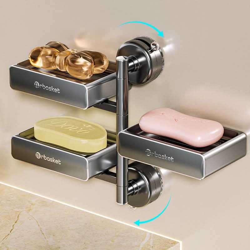 Punch-Free Rotating Suction Cup Soap Holder – 3-Layer Wall-Mounted Drain Rack