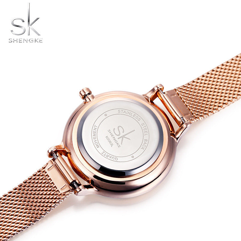 SK Starry Sky Women’s Quartz Watch – Fashion Waterproof Wristwatch with Mesh Strap