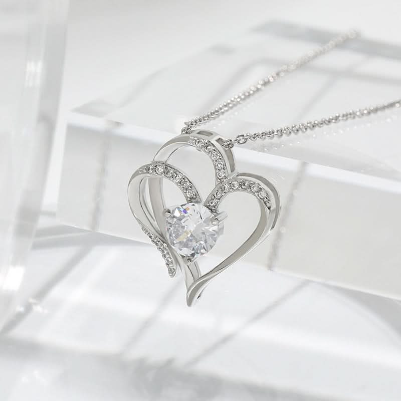 1 pc. Platinum Double Heart Pendant Necklace for Women