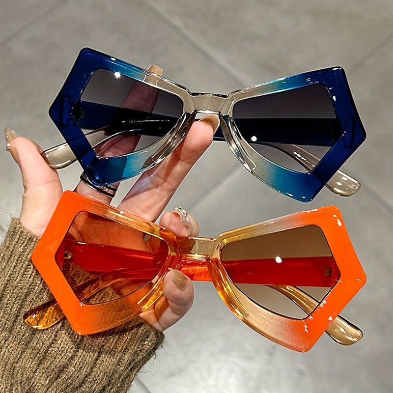 Anti-Blue Light Butterfly Glasses for Women – Oversized Hexagon Flat Frame Eyewear