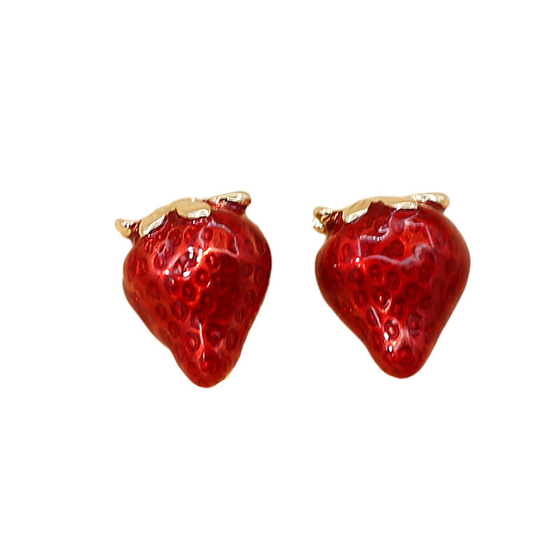 Cute Strawberry Earrings for Women – Red Fruit Pastoral Style Jewelry
