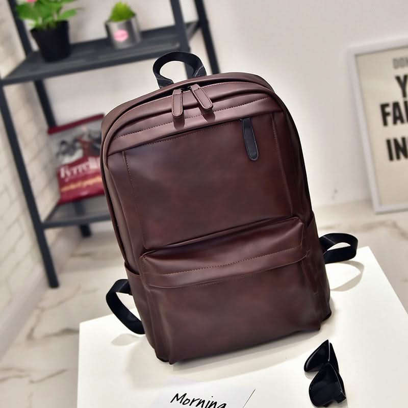 Unisex Urban Style PU Leather Student Backpack – Laptop Bag, 14-Inch Capacity