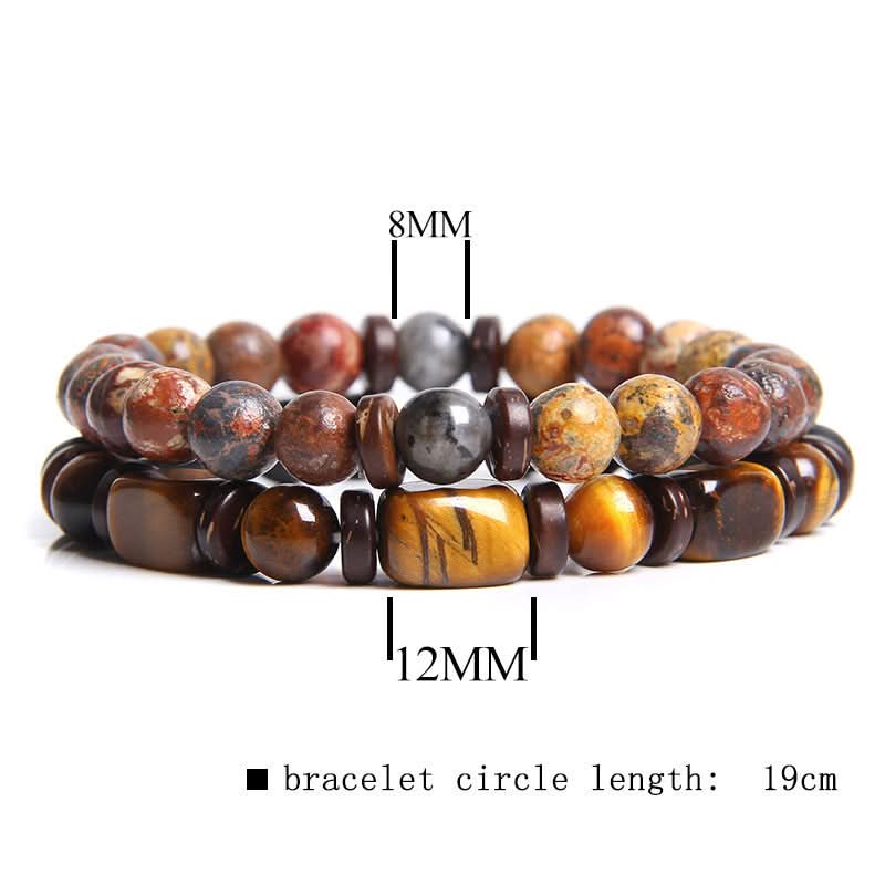Retro Style Natural Tiger Eye Stone Bracelet Set – Unisex
