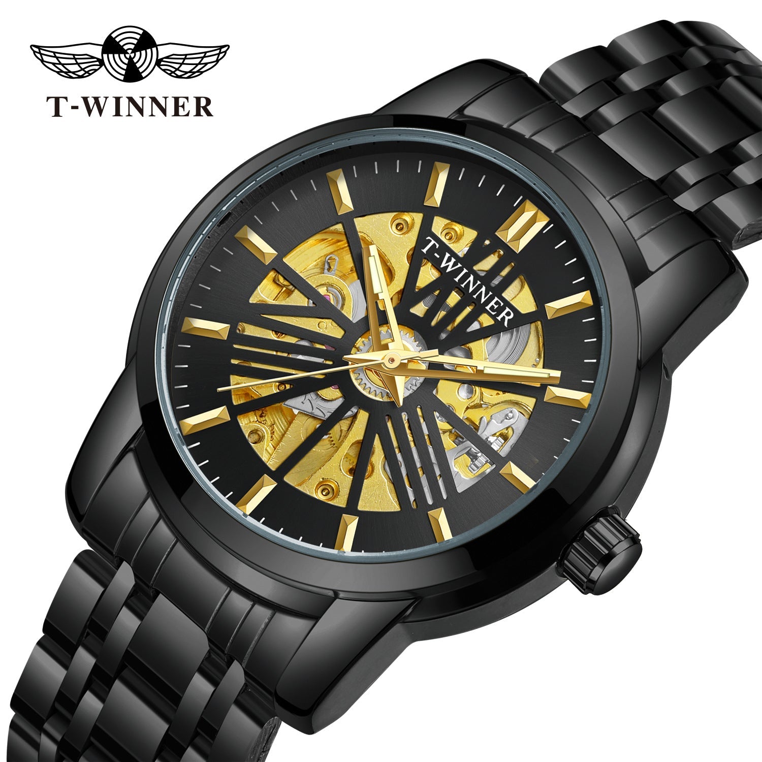 T-Winner Men’s Round Skeleton Automatic Mechanical Watch – 30M Water Resistant