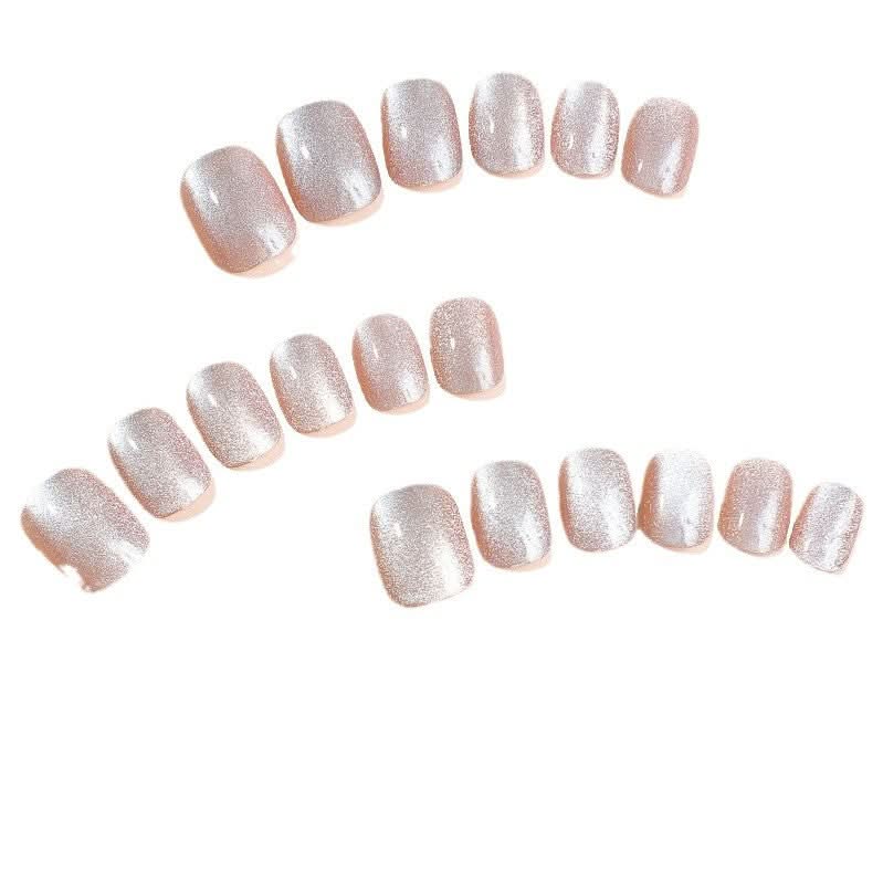 Short Pink Starry False Nails