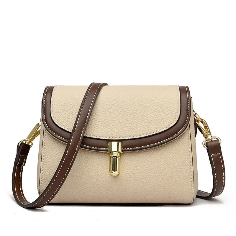 Women's Retro Small Square PU Leather Messenger Bag – With Contrast Design