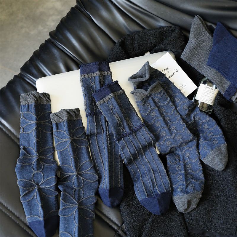 Women's Retro Cotton Socks – Mid-Tube Pile Socks, Soft & Anti-Friction Casual Style