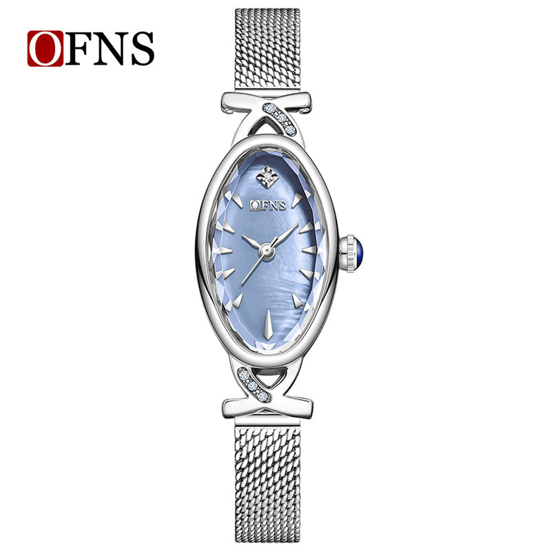 OFNS Women’s Quartz Watch – Unique Oval Dial, Waterproof Mesh Strap Casual Timepiece
