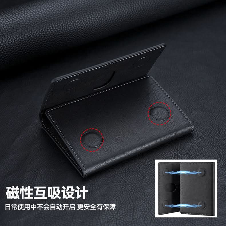 Mag Safe Tri-Fold Leather Wallet & Card Holder – Magnetic Stand