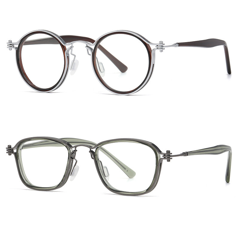 Retro Round-Square Anti-Blue Light Glasses Frame for Adults – TR90 + Metal Full Frame