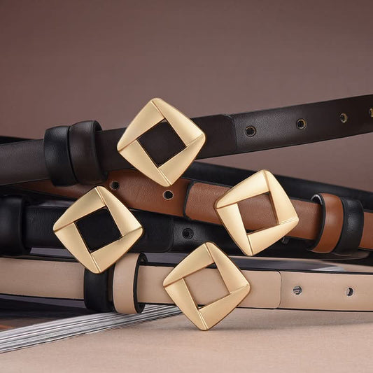 Women's Chic Style Thin PU Leather Belt – Adjustable Waist Belt