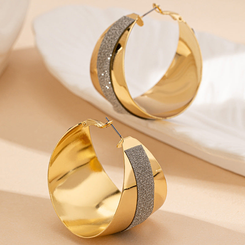 Frosted Hoop Earrings for Women – Alloy Geometric Luxury Statement Jewelry