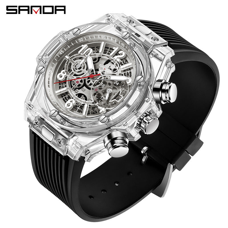 SANDA Men’s Quartz Sports Watch – Luminous Calendar Fashion Waterproof Timepiece