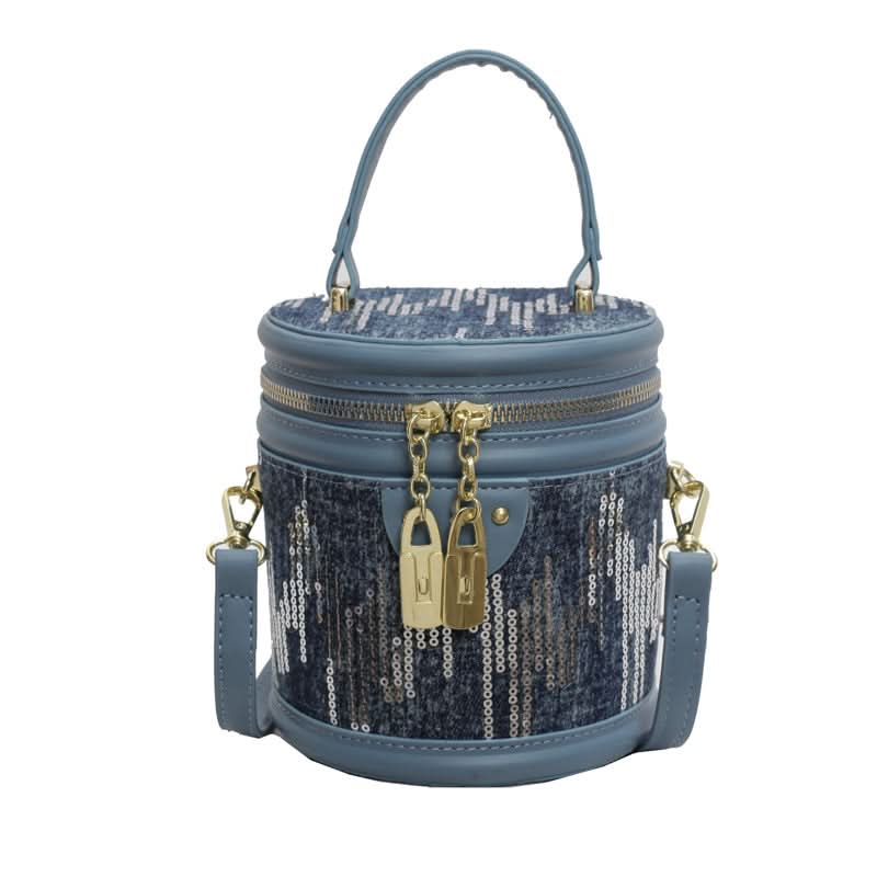 Women's Fashionable Sequin Cylinder Bag – With Zipper Closure