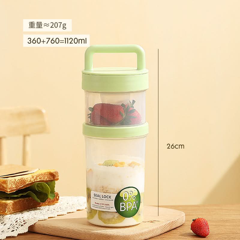 Portable Yogurt & Snack Double-Layer Oatmeal & Salad Cup - 920-1120ml