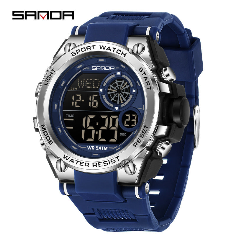 Sanda Digital Sports Watch – Multifunction Student Watch with Alarm & Dual Time