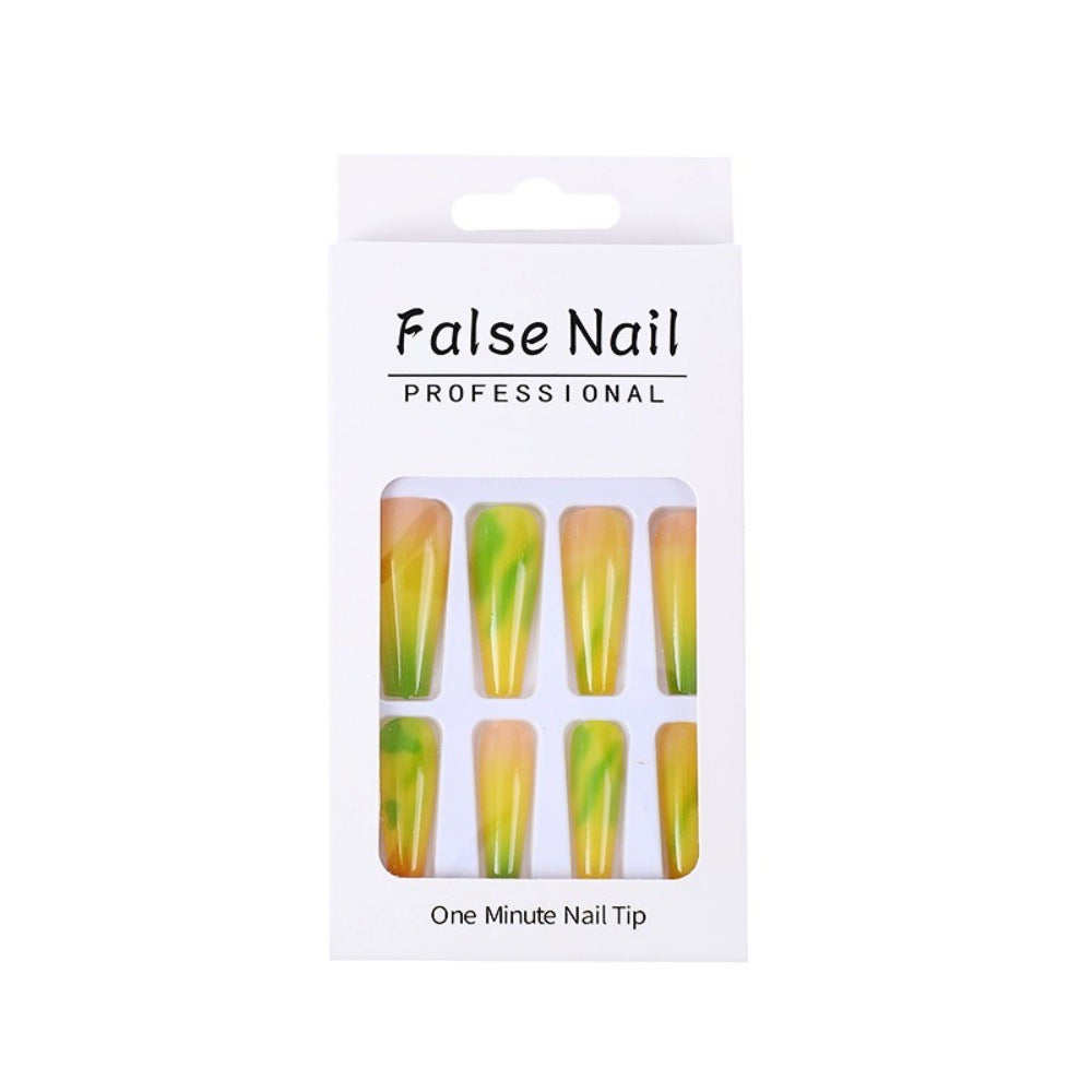 Neon Green & Yellow Ombre Coffin Press-On Nails – Bold Matte Acrylic False Nails