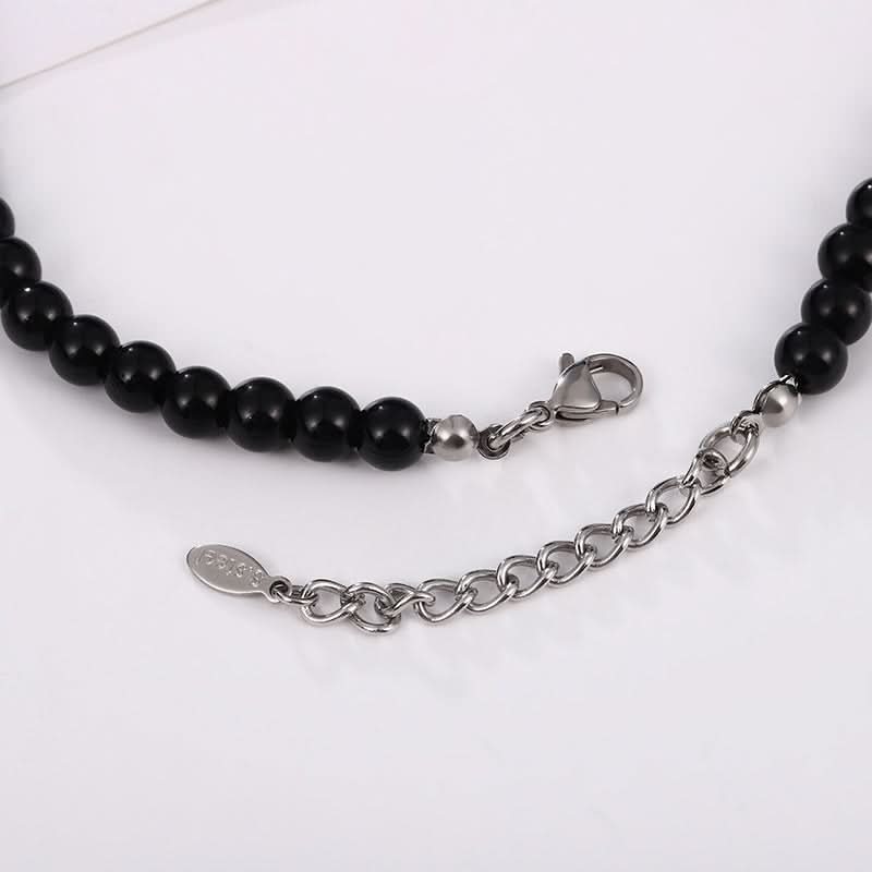 Men’s Black Tiger Eye Beaded Necklace – Gemstone Pendant