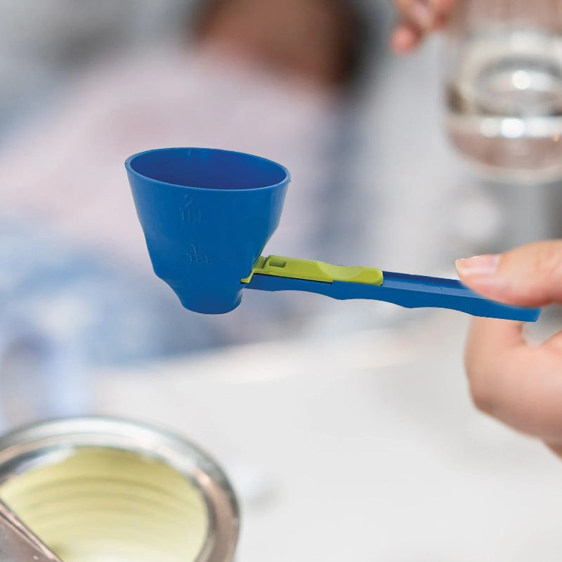 Mess-Free Sliding Measuring Spoon Funnel – Leak-Proof Protein Powder & Coffee Scoop