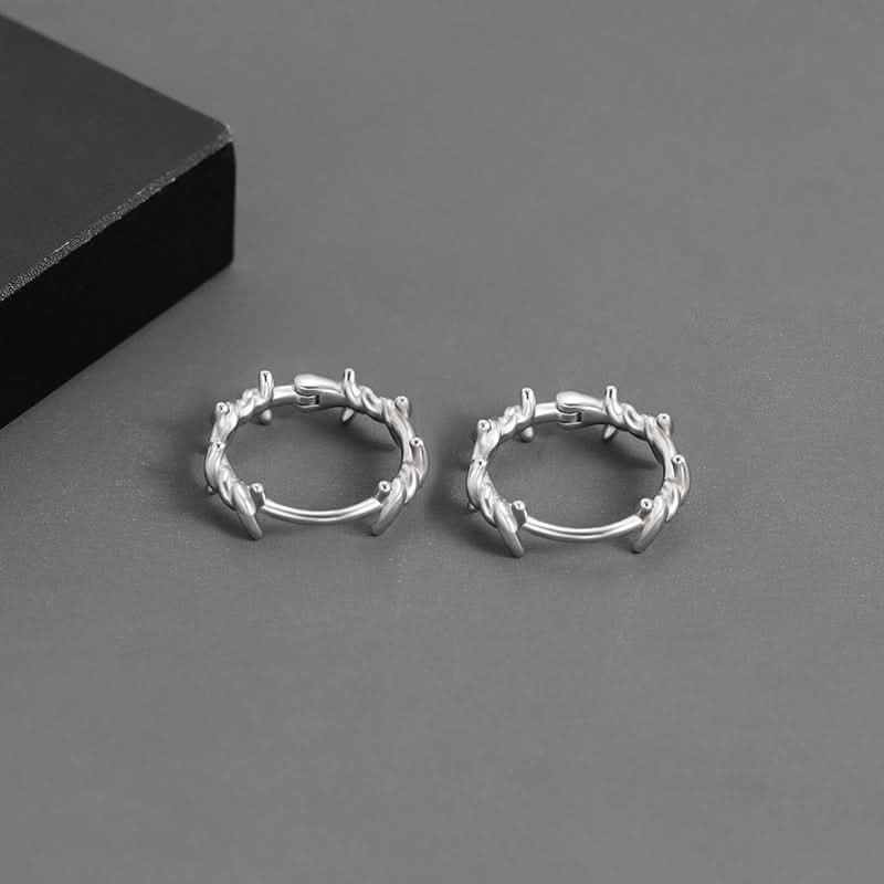 Men’s Thorn Vine Hoop Earrings – Hip-Hop Ear Cuff Buckle